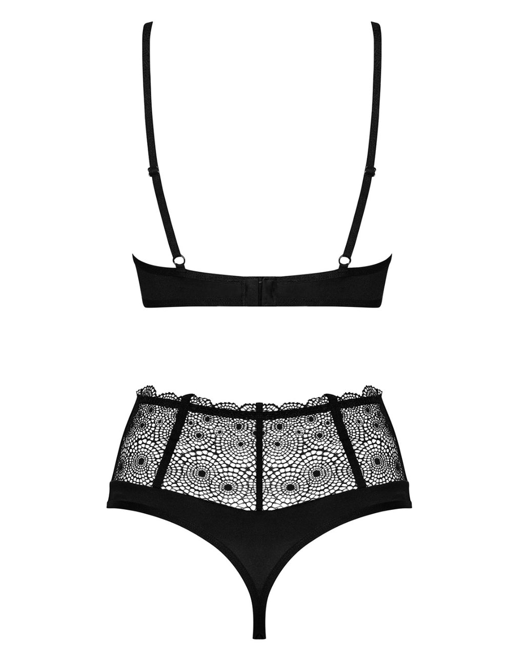 dwuczęściowy komplet czarnej damskiej bielizny tył