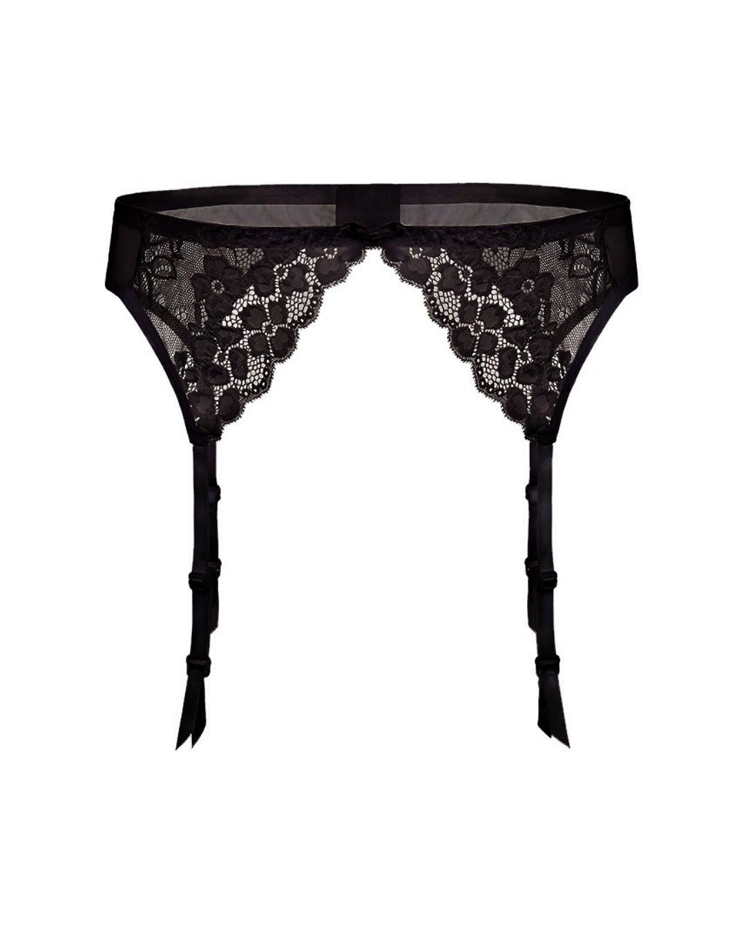 czarny koronkowy pas do pończoch