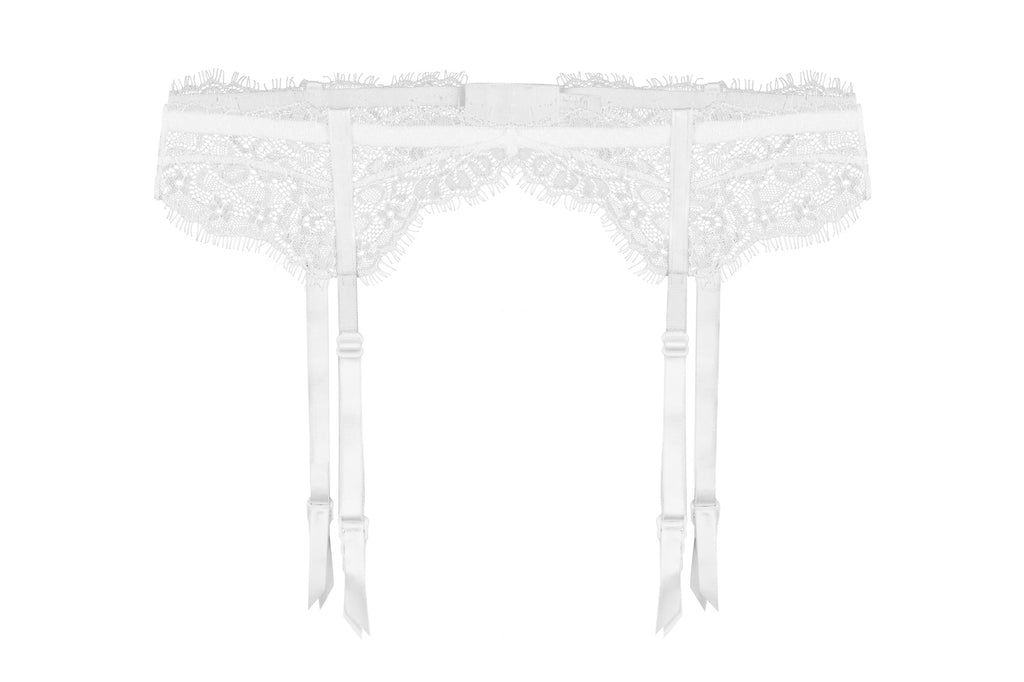 biały koronkowy pas do pończoch Fuchsia