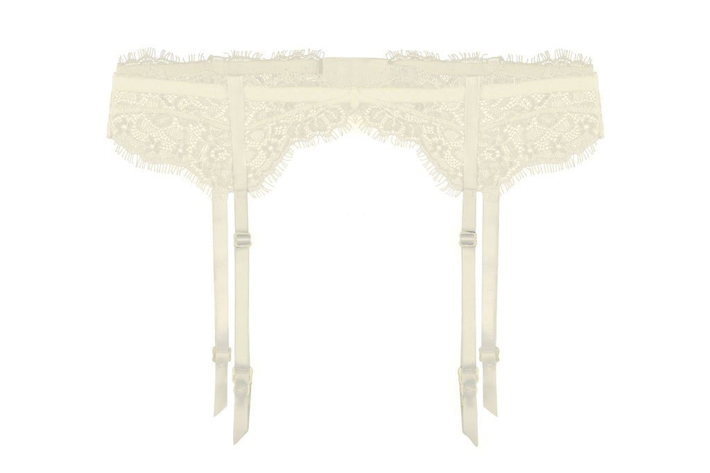 Koronkowy pas do pończoch w kolorze ecru Fuchsia