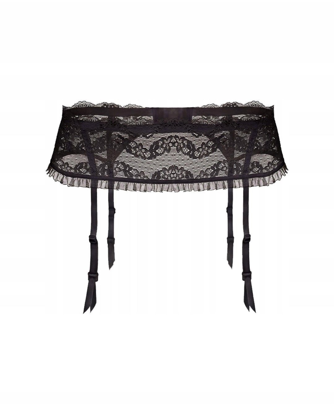 szeroki czarny koronkowy pas do pończoch