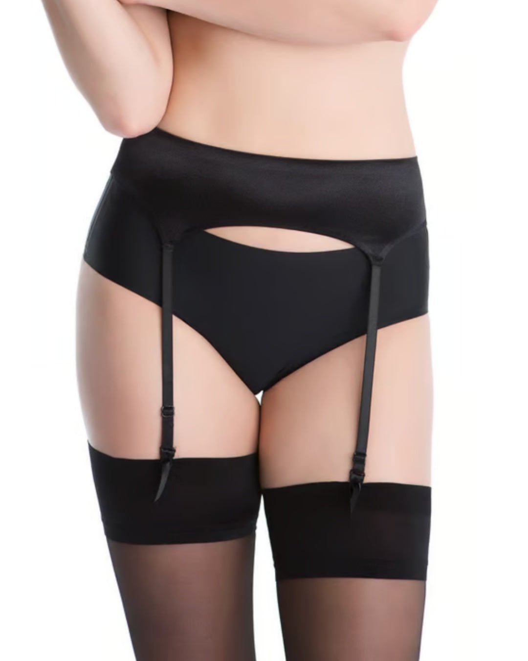 klasyczny czarny bezszwowy pas do pończoch