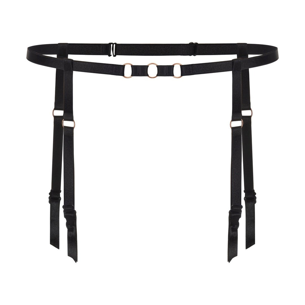 Czarny pas do pończoch tasiemkowy nowoczesny i minimalistyczny Poppy