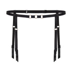 Czarny pas do pończoch tasiemkowy nowoczesny i minimalistyczny Poppy