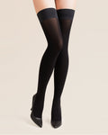 Czarne kryjące grube pończochy samonośne mikrofibra Gabriella Alva 60 DEN