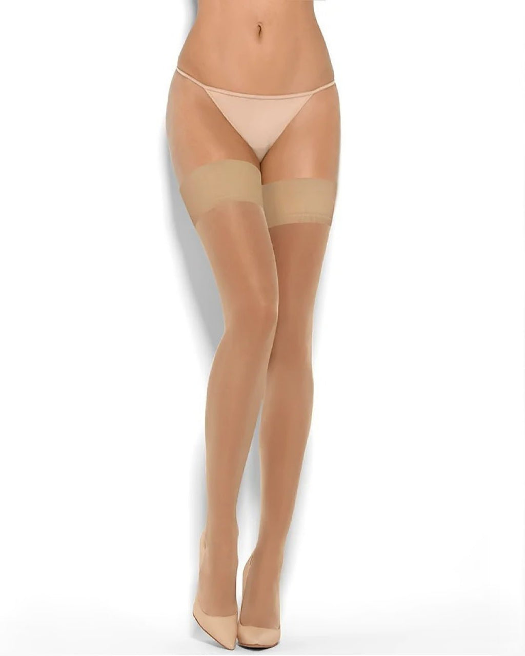 cieliste pończochy samonośne 15 den z nowoczesną gładką manszetą