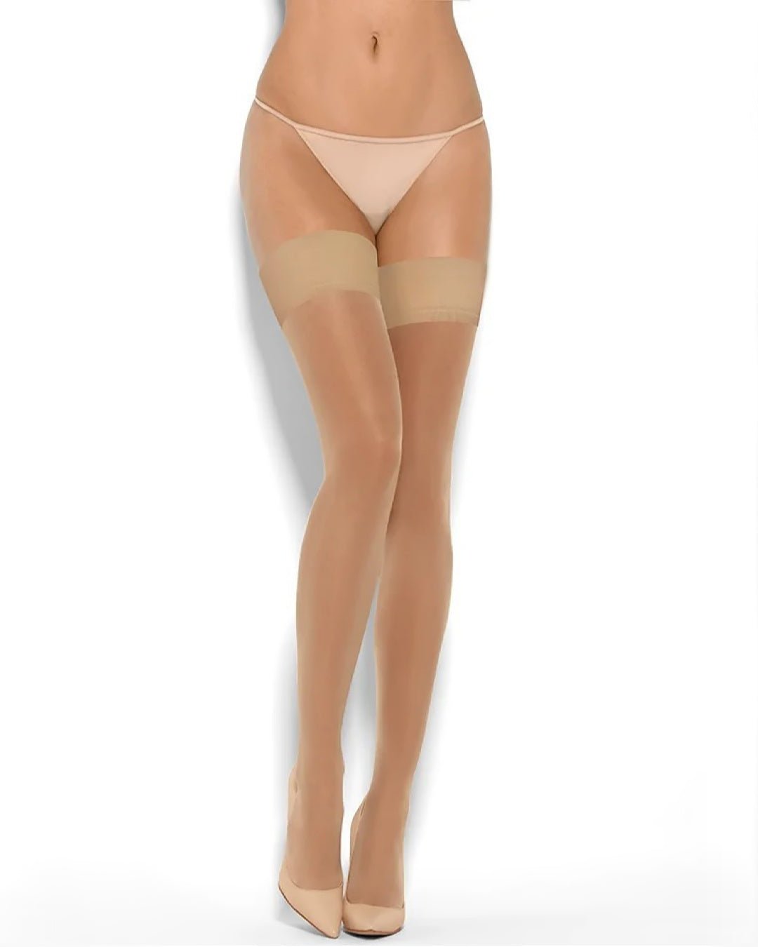 cieliste pończochy samonośne 15 den z nowoczesną gładką manszetą