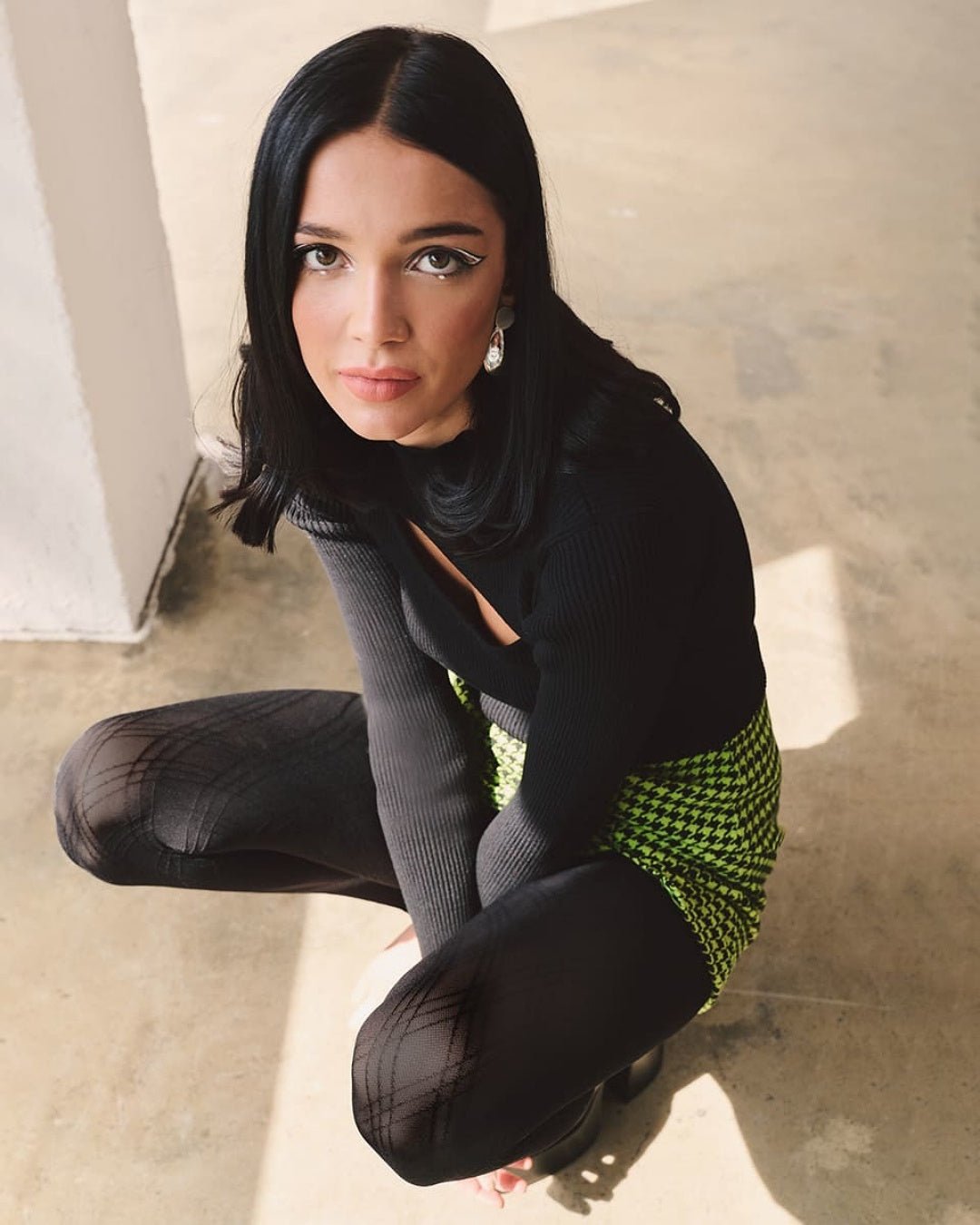 Czarne kryjące czarne damskie rajstopy wzorzyste Gabriella Elena 60 DEN