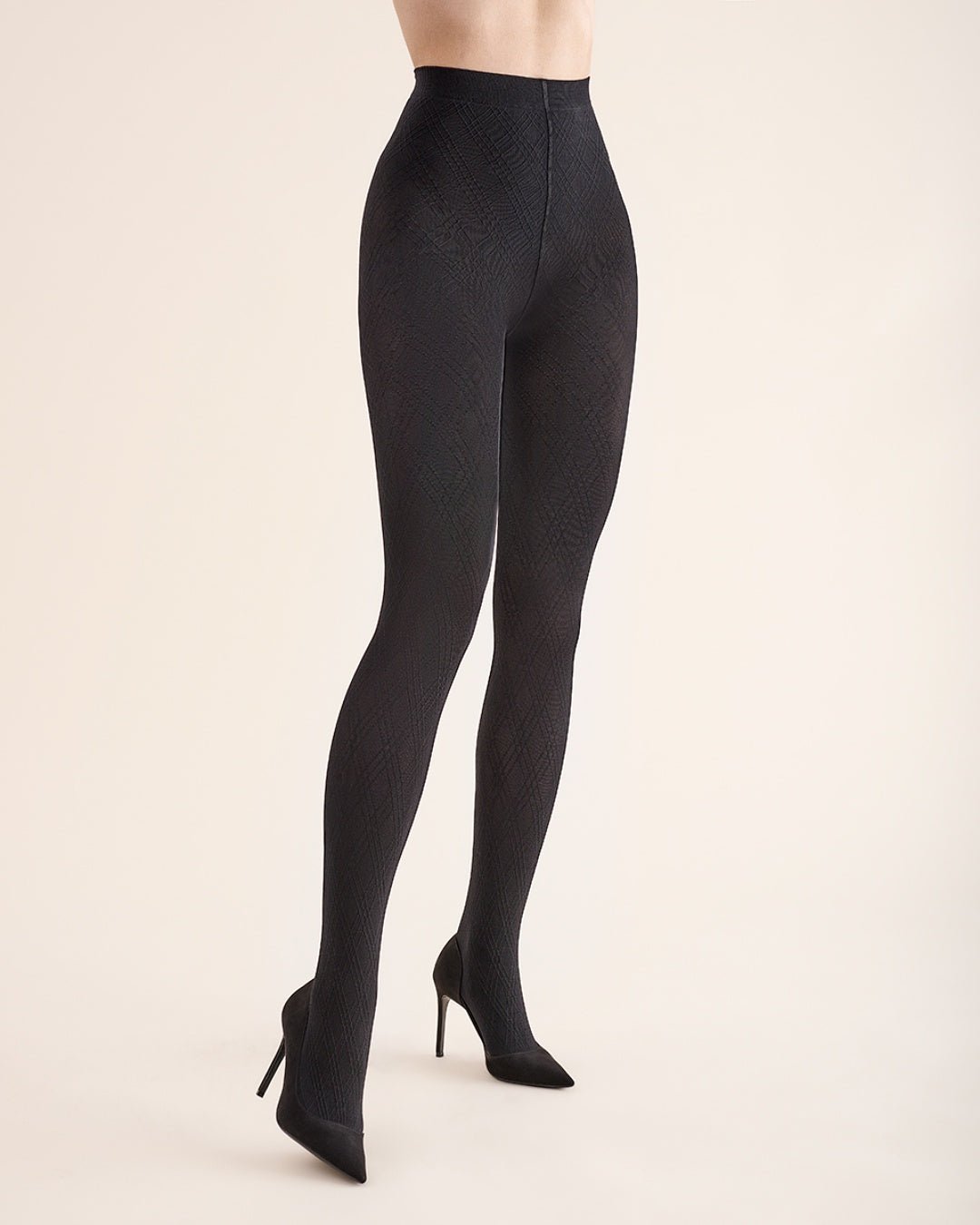 Czarne kryjące damskie rajstopy wzorzyste Gabriella Elena 60 DEN