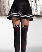 Czarne wzorzyste rajstopy zakolanówki kotki Individual mikrofibra 3D