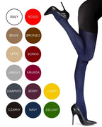 kolory rajstop mikrofibra 40 den w barwach: czerwony, bordo, niebieski, zielony, fioletowy, żółty, beżowy, szary, kremowy, biały, granatowy, brązowy.