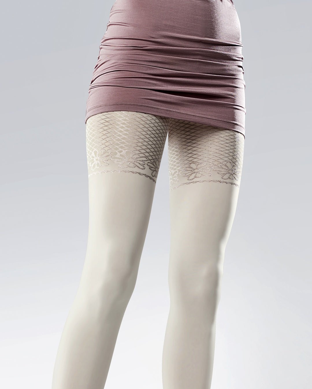 Kryjące grube rajstopy wzorzyste mikrofibra 3D 50 DEN Class Ecru