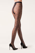 Gabriella czarne damskie rajstopy w serduszka 20 DEN t-band