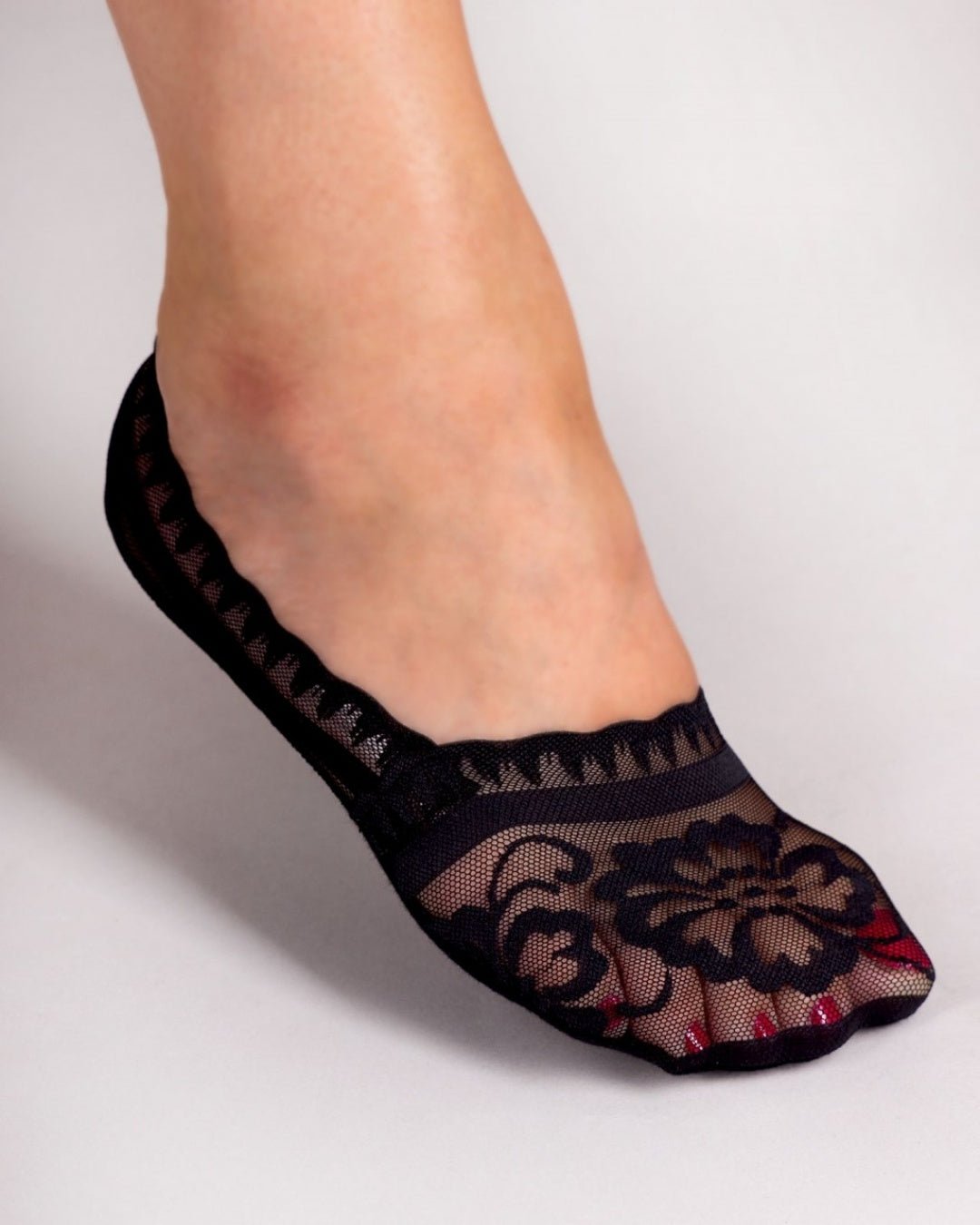 czarne koronkowe damskie skarpetki stopki stopki - niewidzialne skarpetki do szpilek z bawełnianą podeszwą i silikonem